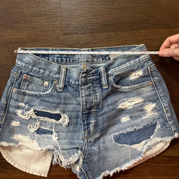 American Eagle Outfitters Women's Ripped Jean Shorts - Light Blue - Picture 4 of 5